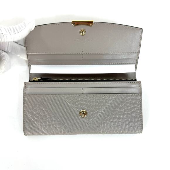 Burberry Embossed Nova Check Grain Porter Continental Grey Wallet NEW Envelope - Picture 5 of 7